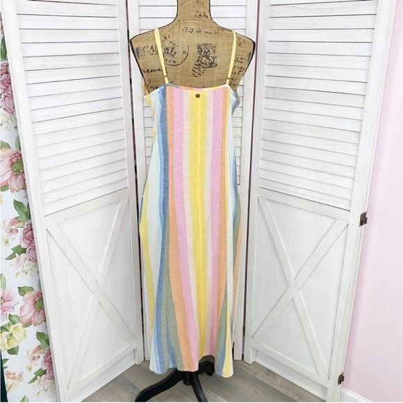 Billabong Lucky Us Striped Sleeveless Midi Dress Pastel Multi Large - Picture 7 of 16